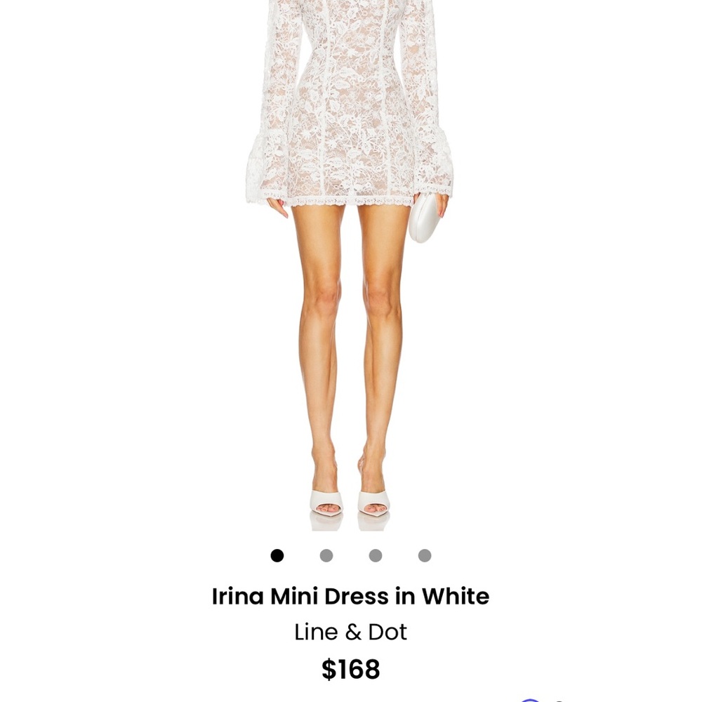 Line & Dot Lace Mini Dress in White